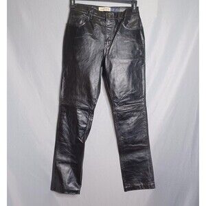 GAP Pants Womens 6 Black Genuine Leather Original Fit High Rise Straight Leg Y2K